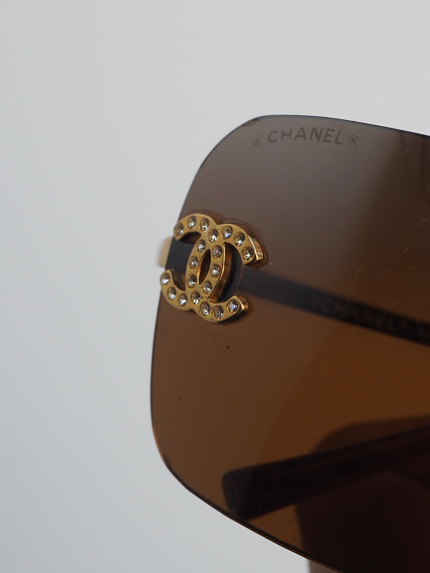 CHANEL 4017-D CRYSTAL CC LOGO RIMLESS SUNGLASSES BROWN