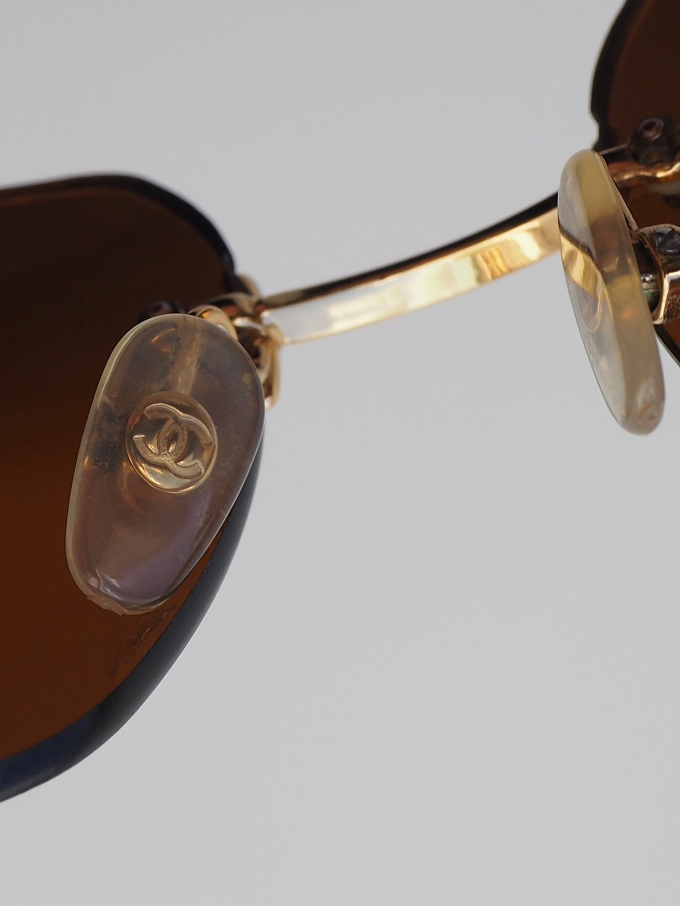 CHANEL 4017-D CRYSTAL CC LOGO RIMLESS SUNGLASSES BROWN