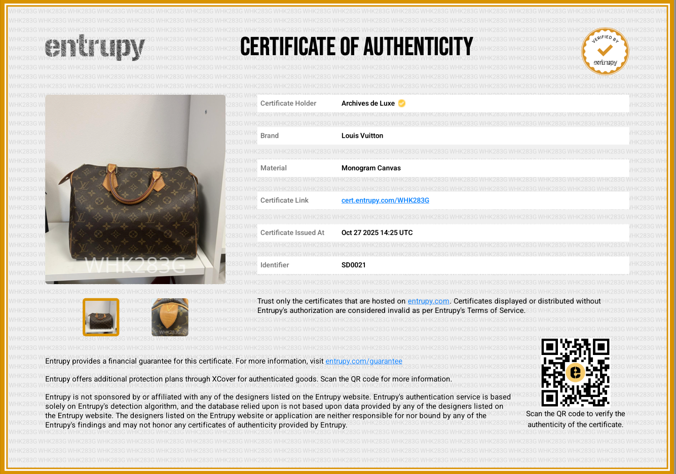 ENTRUPY CERTIFICATE
