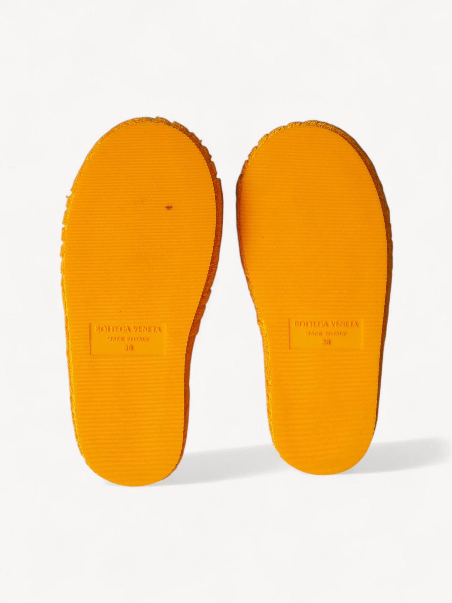 BOTTEGA VENETA RESORT SPONGE SLIDES TANGERINE