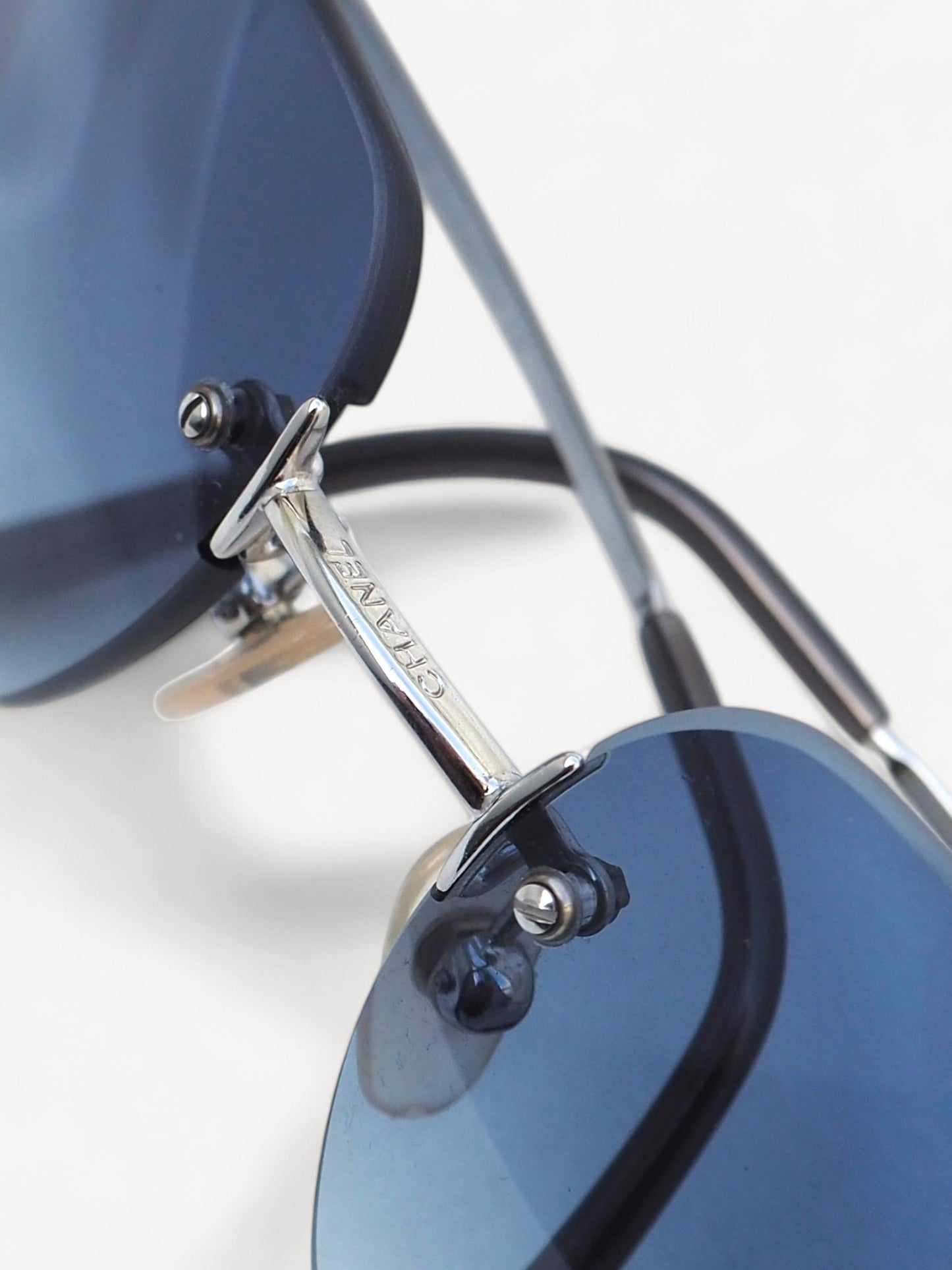 CHANEL 4017-D CRYSTAL CC LOGO RIMLESS SUNGLASSES BLUE