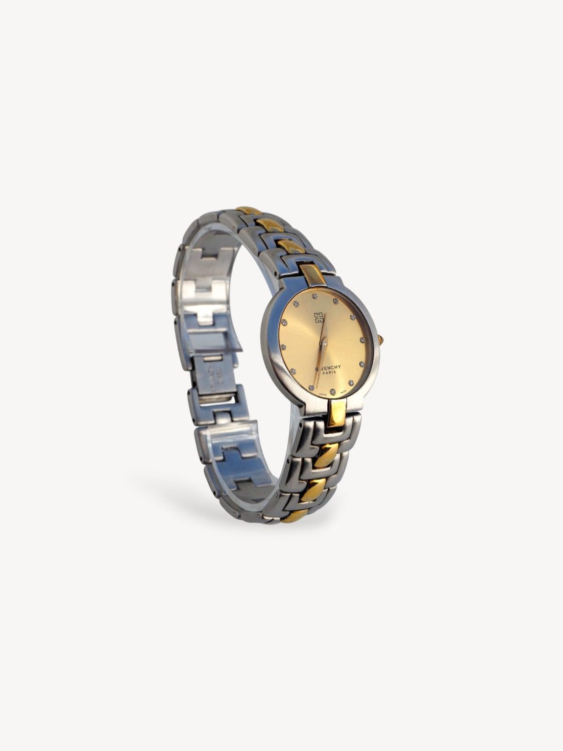 GIVENCHY TWO-TONE WATCH WITH RHINESTONES