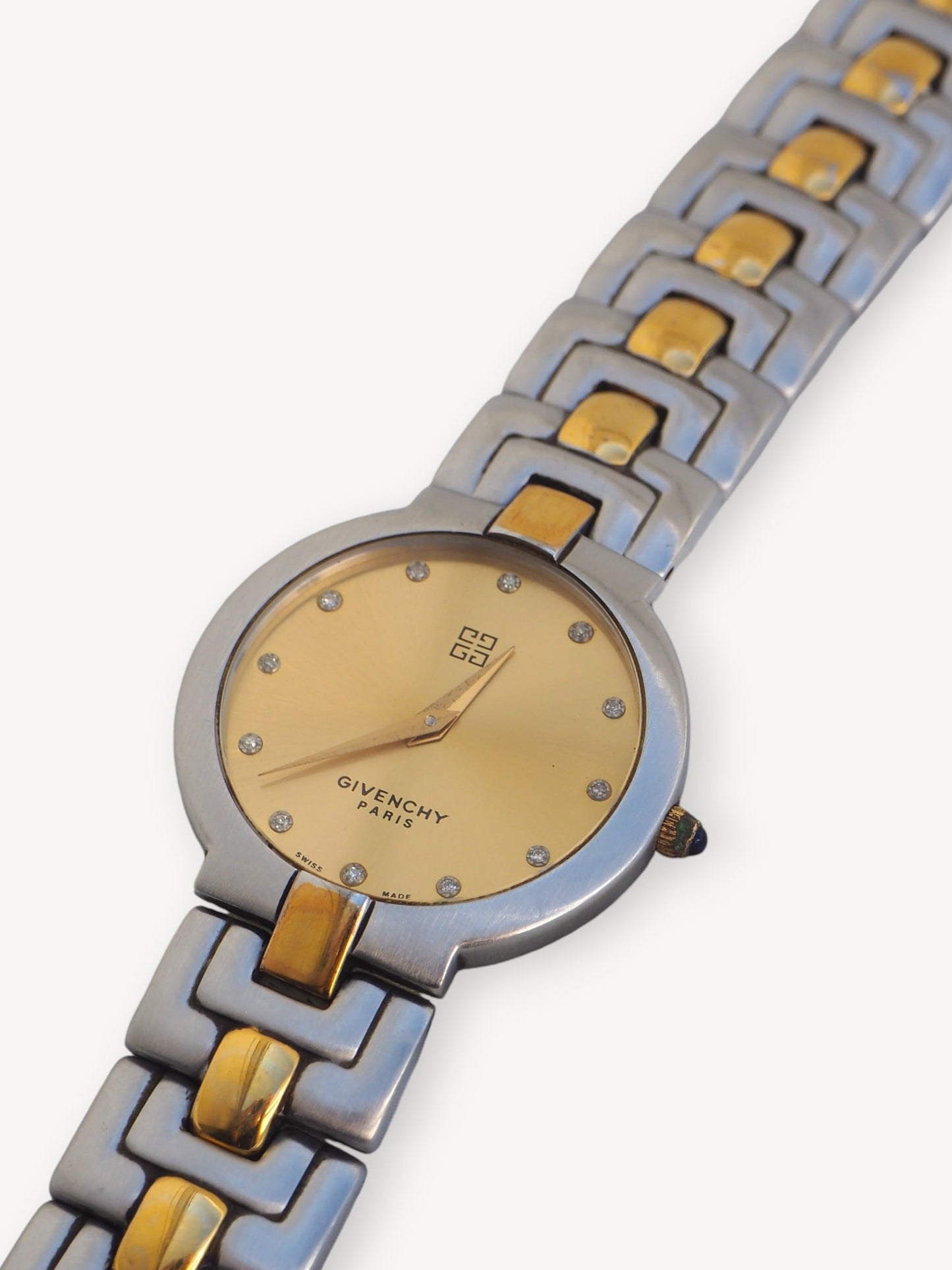 GIVENCHY TWO-TONE WATCH WITH RHINESTONES