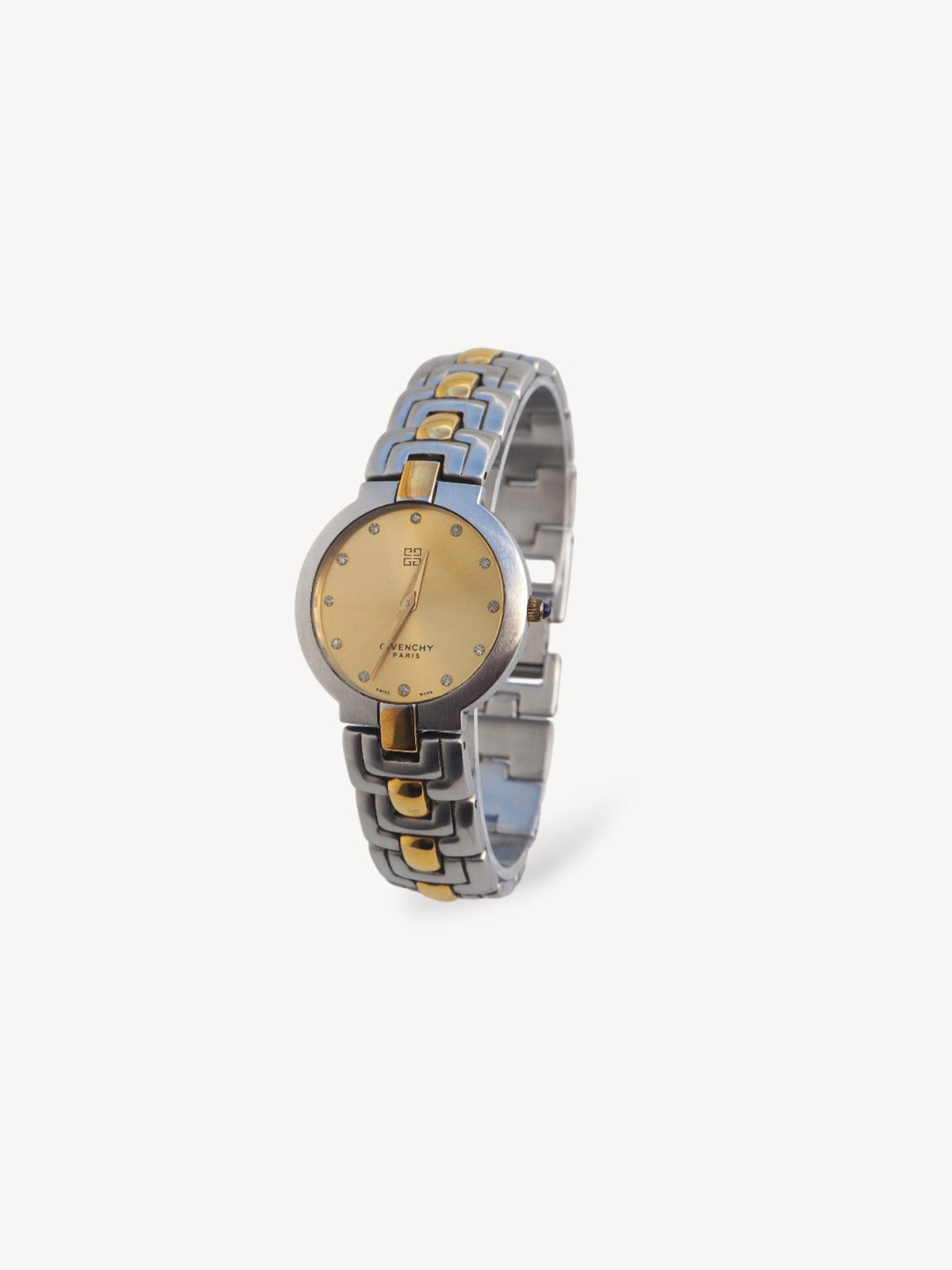 GIVENCHY TWO-TONE WATCH WITH RHINESTONES