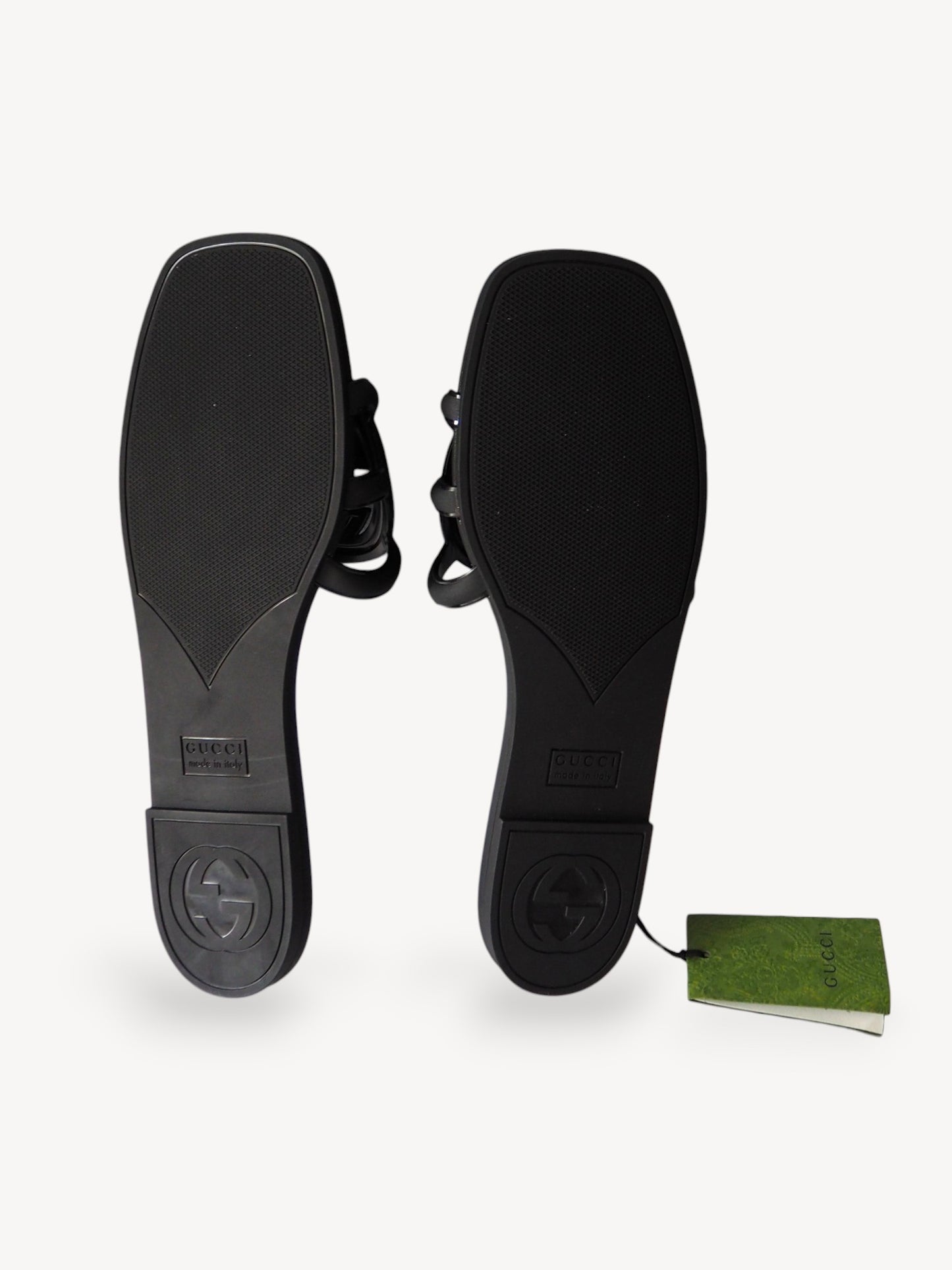 GUCCI INTERLOCKING G SLIDE SANDALS BLACK