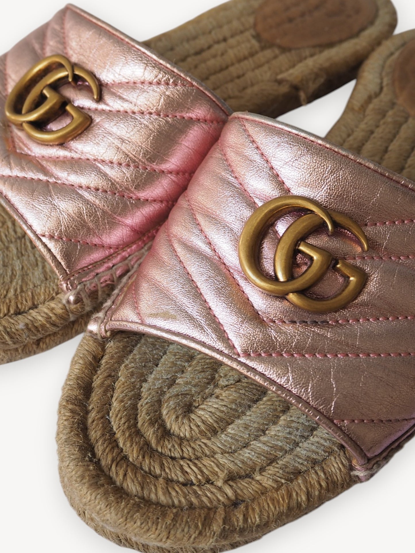GUCCI MARMONT ESPADRILLE SLIDE SANDALS