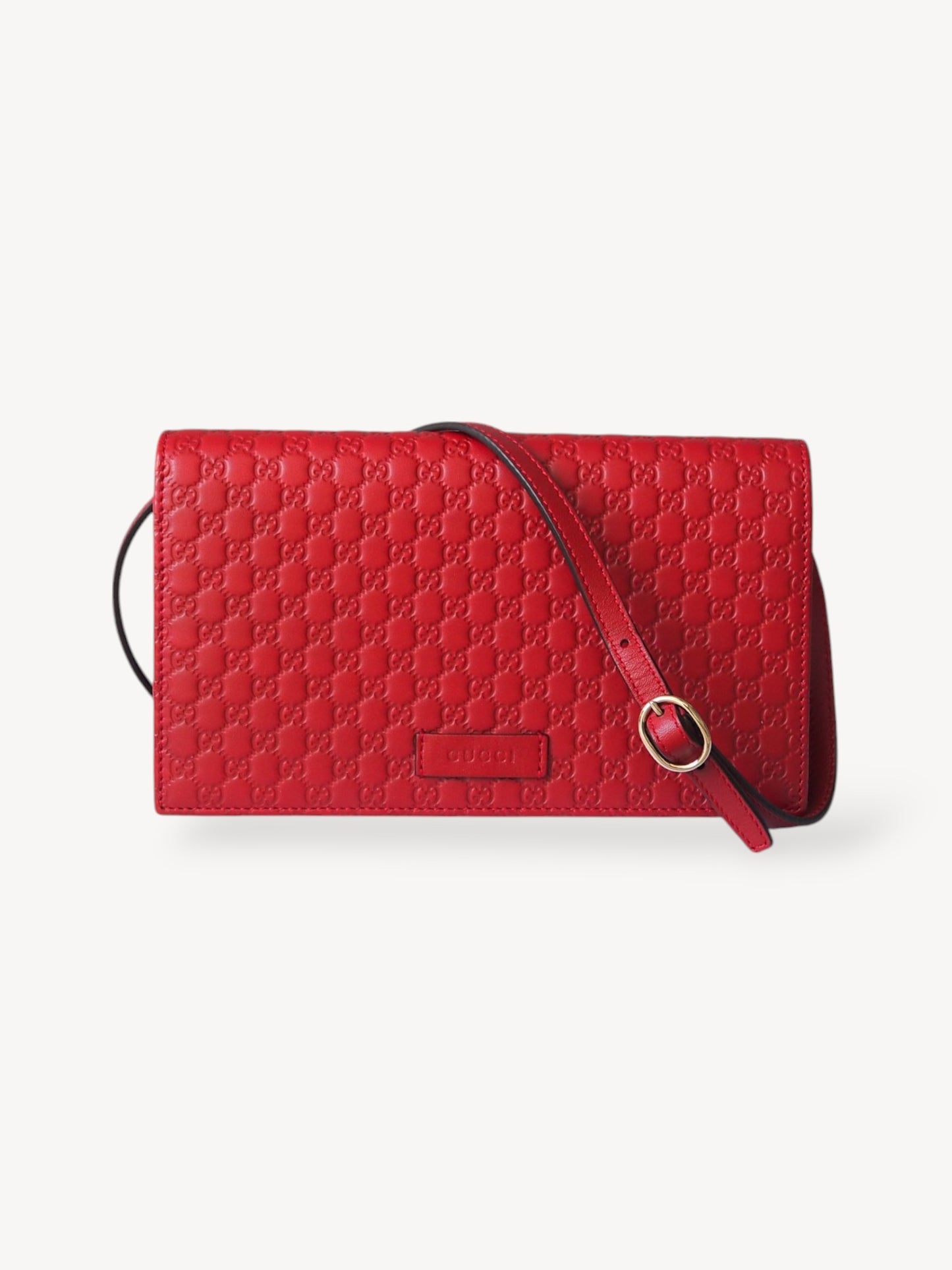 GUCCI MICROGUCCISSIMA WALLET ON STRAP RED