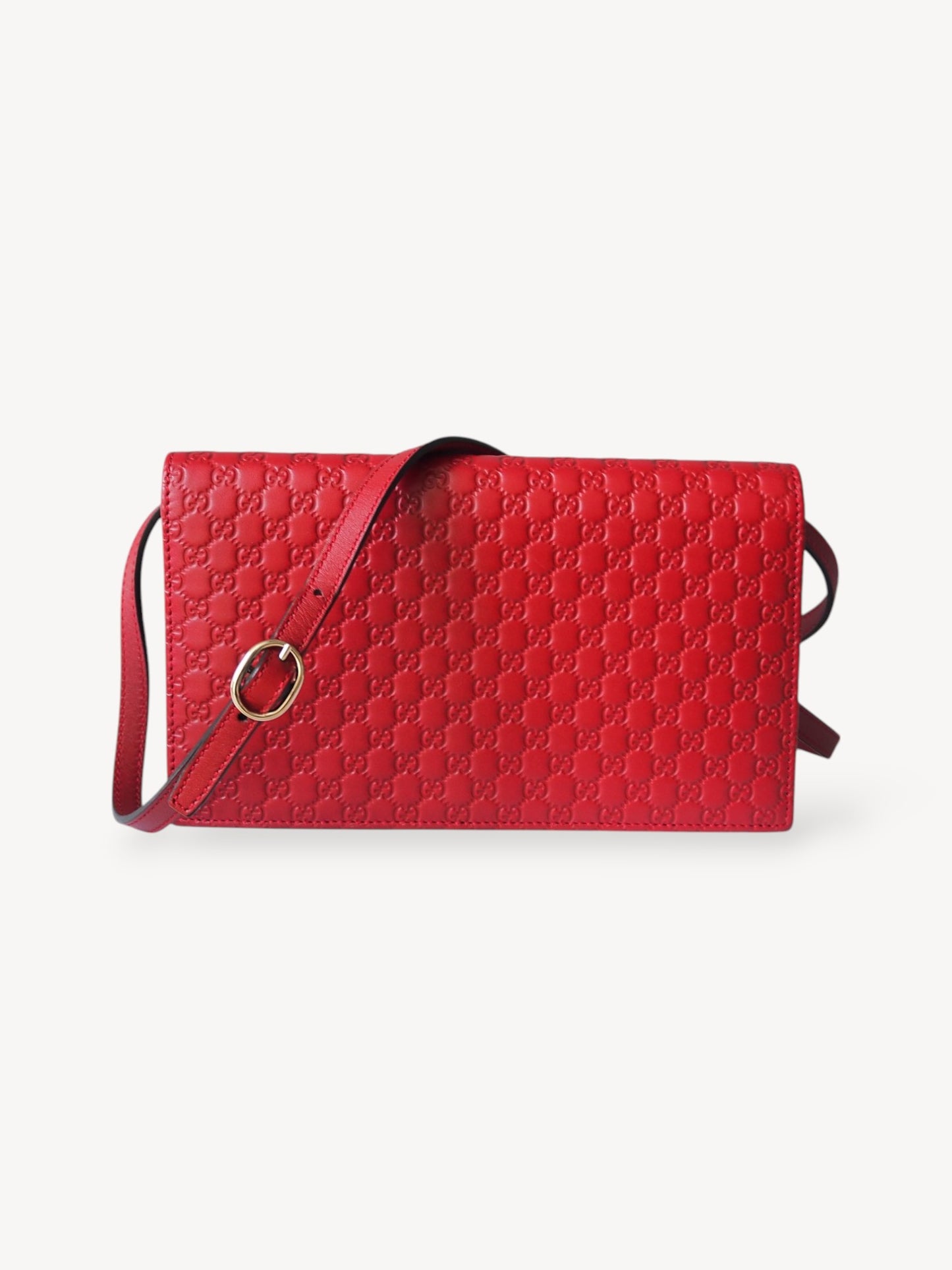 GUCCI MICROGUCCISSIMA WALLET ON STRAP RED