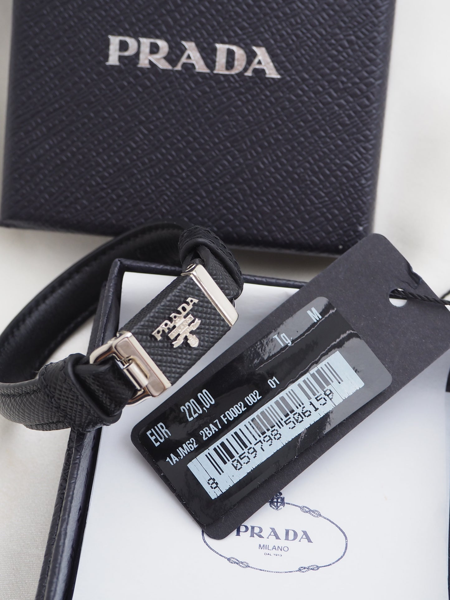 PRADA SAFFIANO LEATHER BRACELET BLACK