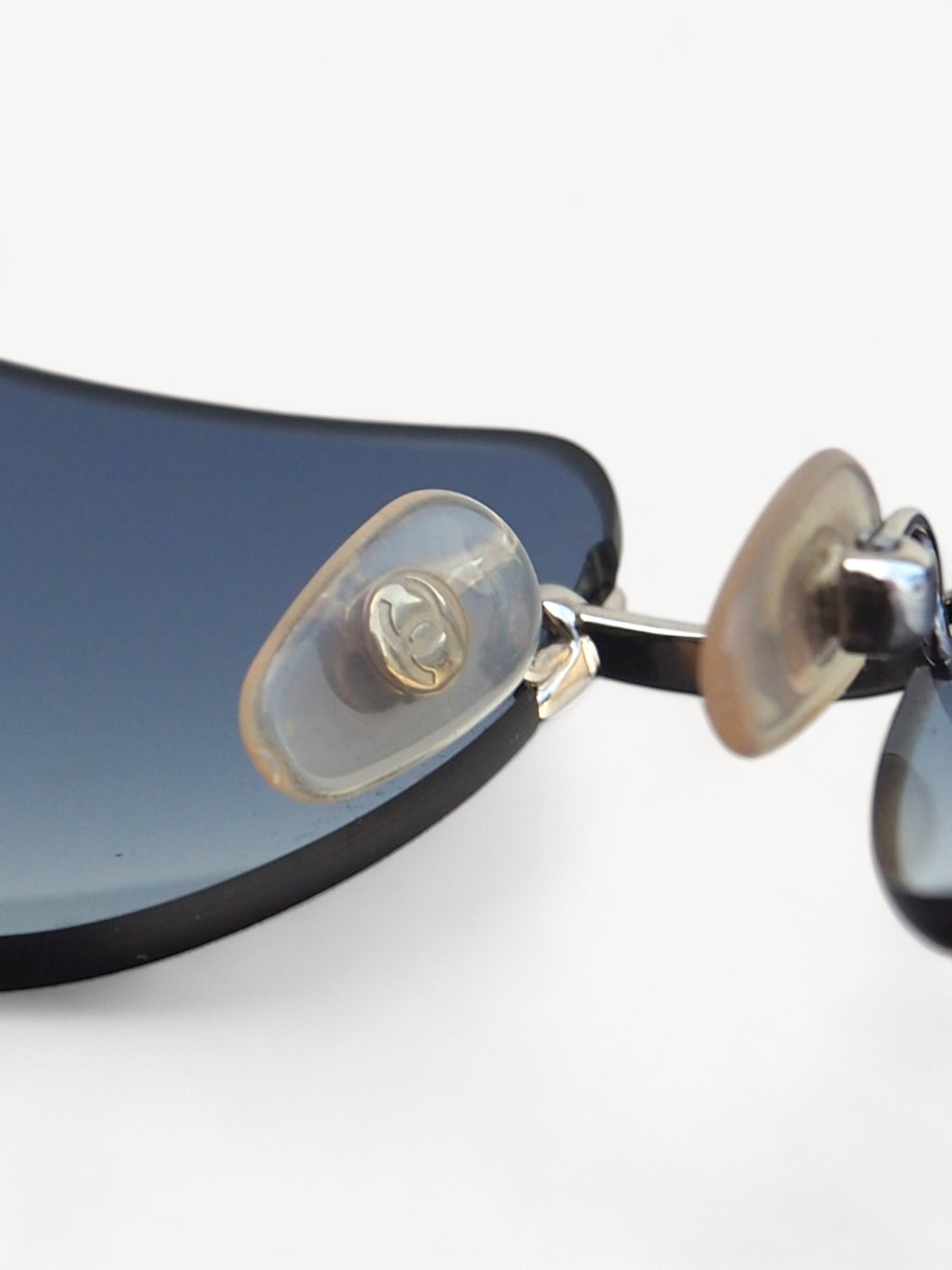 CHANEL 4017-D CRYSTAL CC LOGO RIMLESS SUNGLASSES BLUE