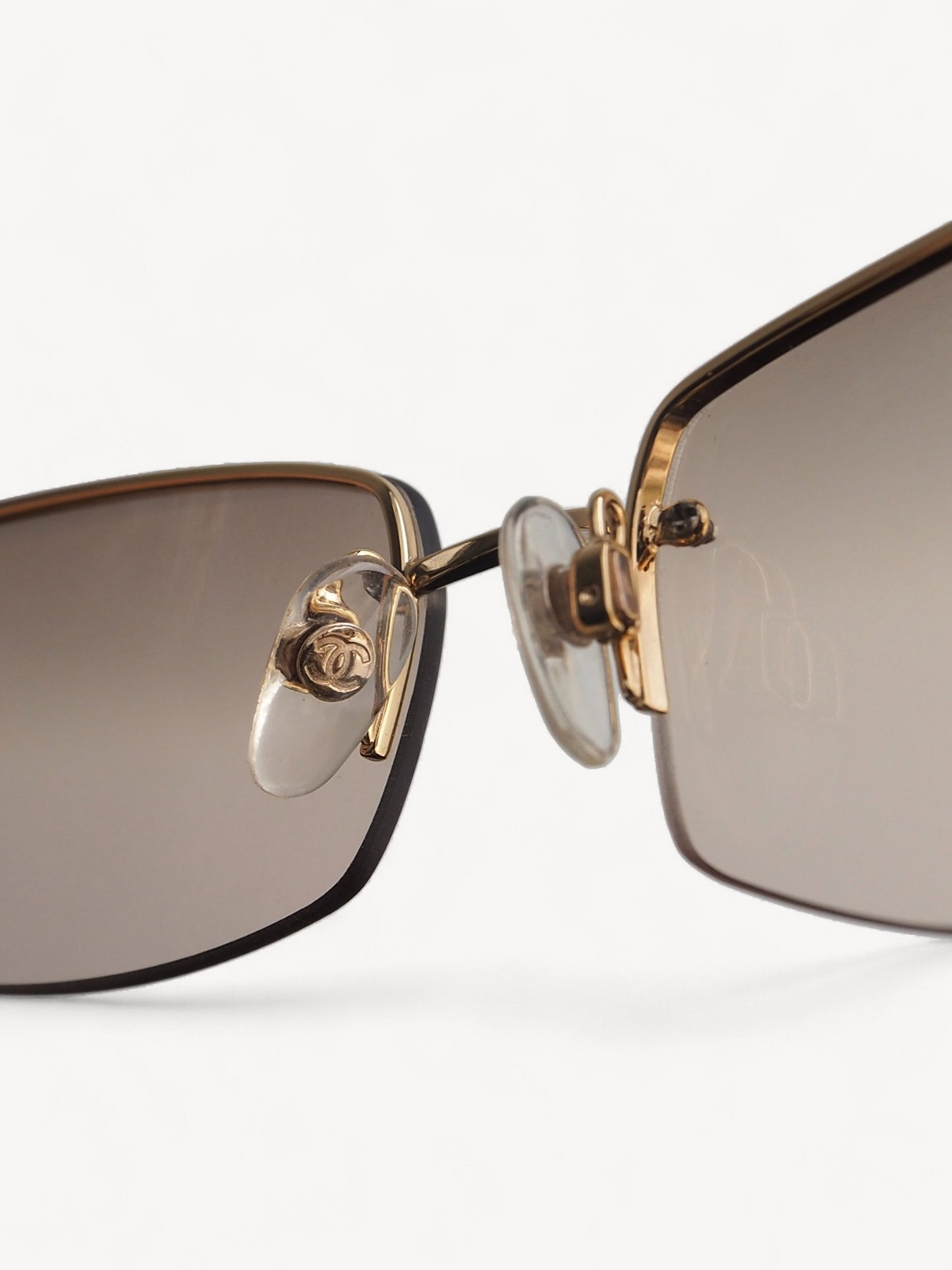 CHANEL 4093-B CRYSTAL CC LOGO RIMLESS SUNGLASSES GOLD