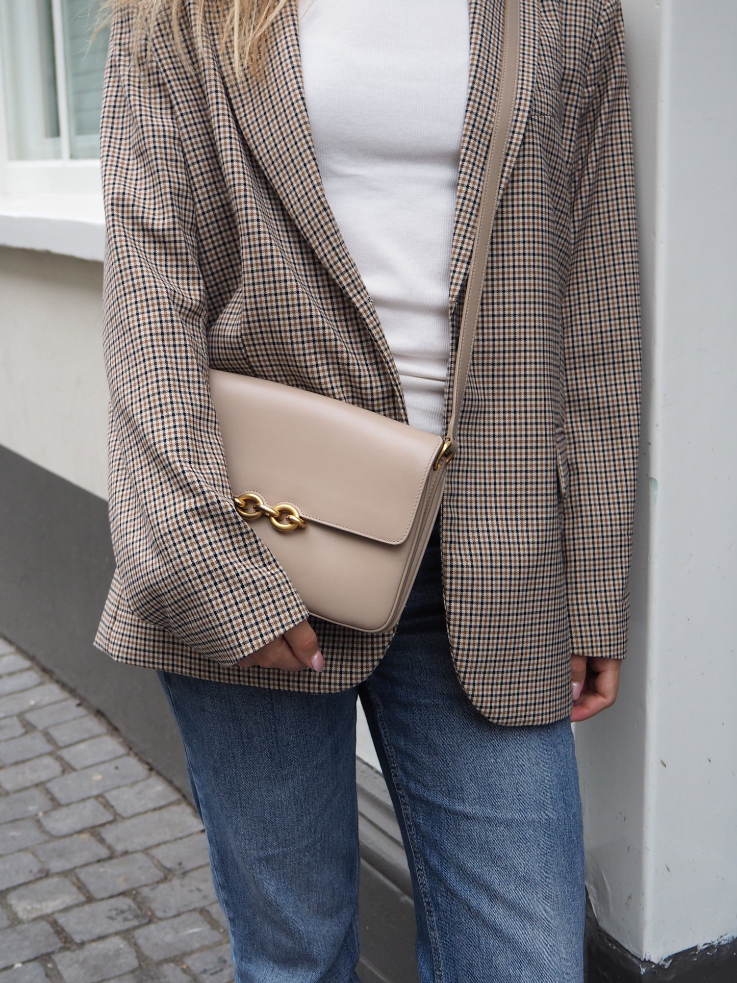 YVES SAINT LAURENT LE MAILLON SHOULDER BAG BEIGE