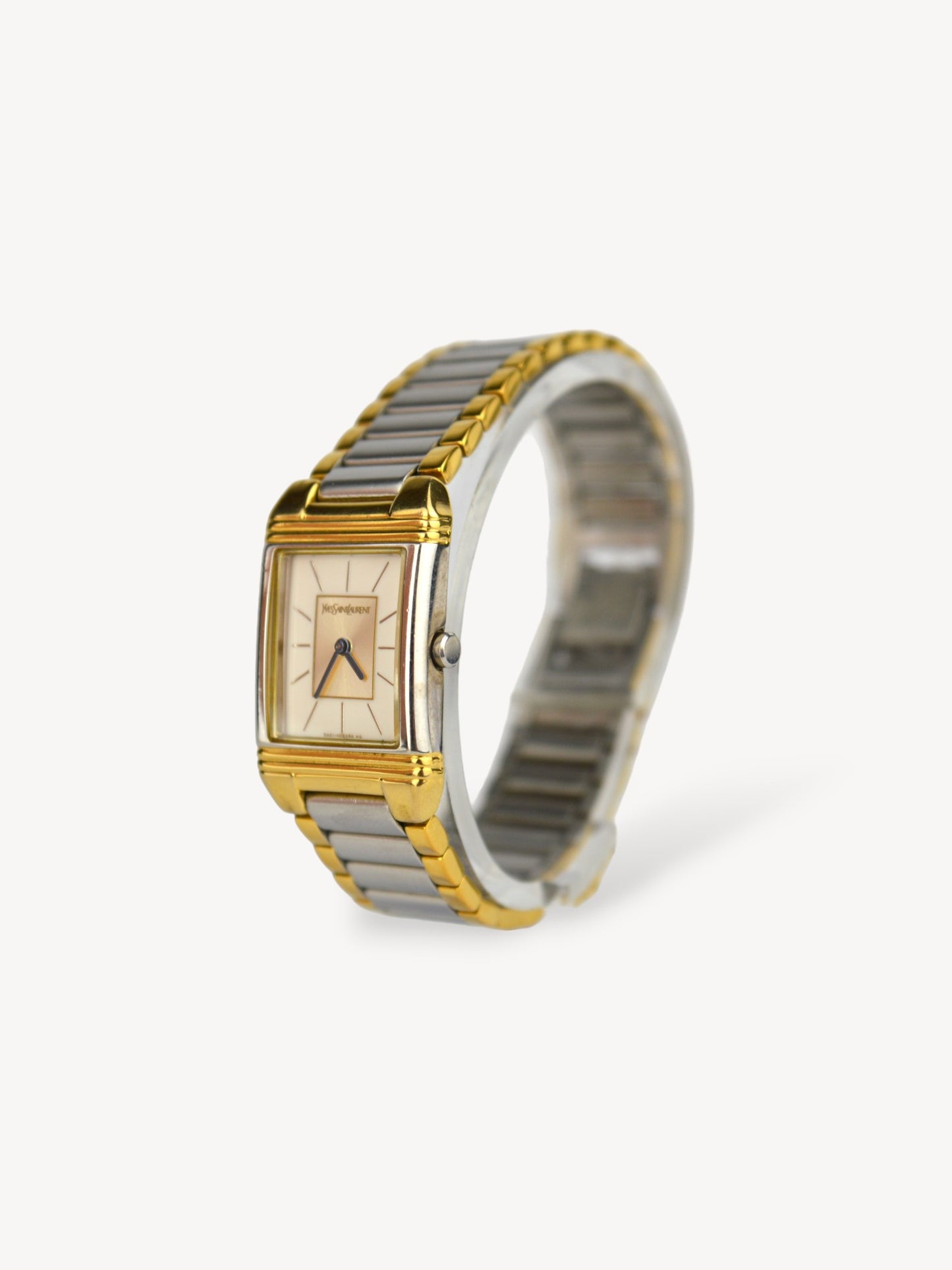 YVES SAINT LAURENT TWO-TONE SQUARE WATCH