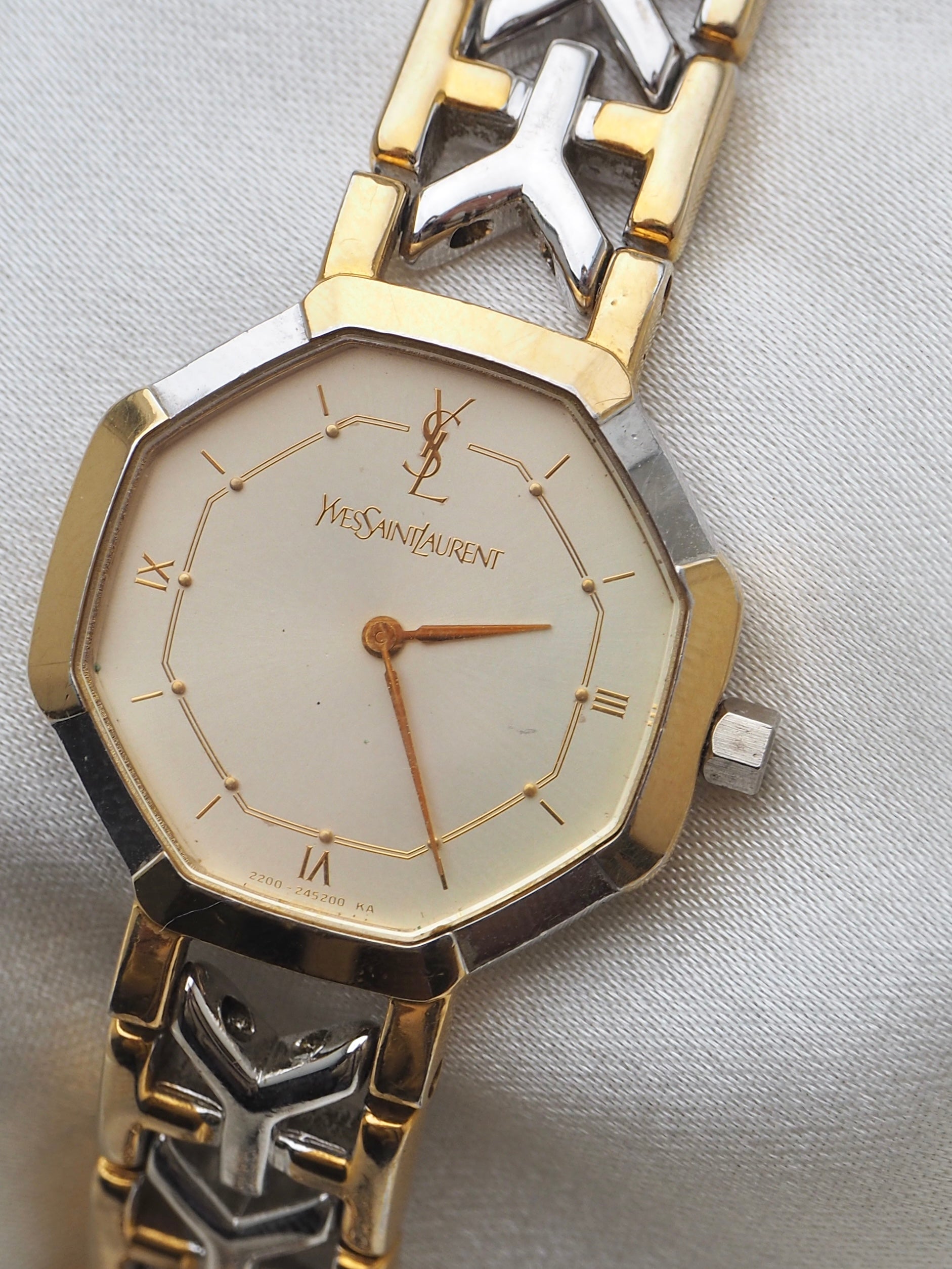 【良品/稼働】Yves Saint Laurent octagon オクタゴン Yves Saint Laurent Octagon Two-Tone Watch | Pre-Owned Luxury