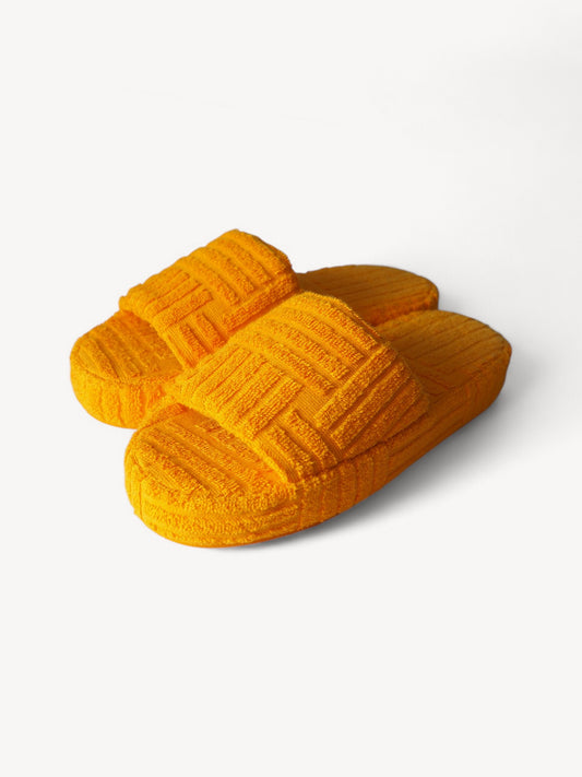 BOTTEGA VENETA RESORT SPONGE SLIDES TANGERINE