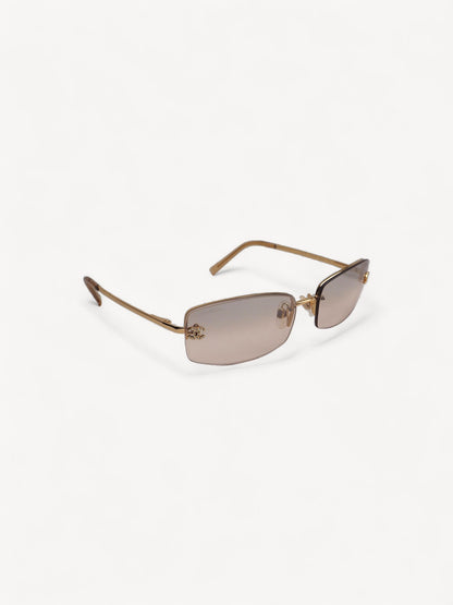 CHANEL 4093-B CRYSTAL CC LOGO RIMLESS SUNGLASSES GOLD