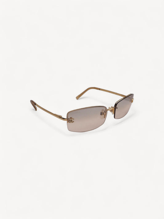 CHANEL 4093-B CRYSTAL CC LOGO RIMLESS SUNGLASSES GOLD