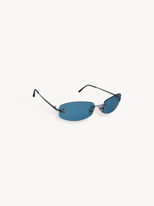 CHANEL 4002 RIMLESS CC AVIATOR SUNGLASSES BLUE