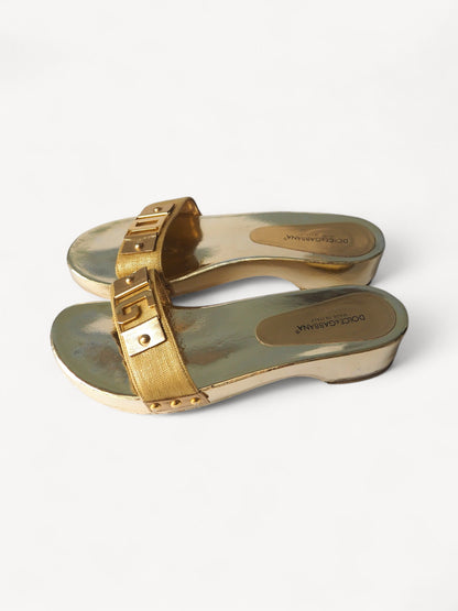 DOLCE & GABBANA GOLD MULES