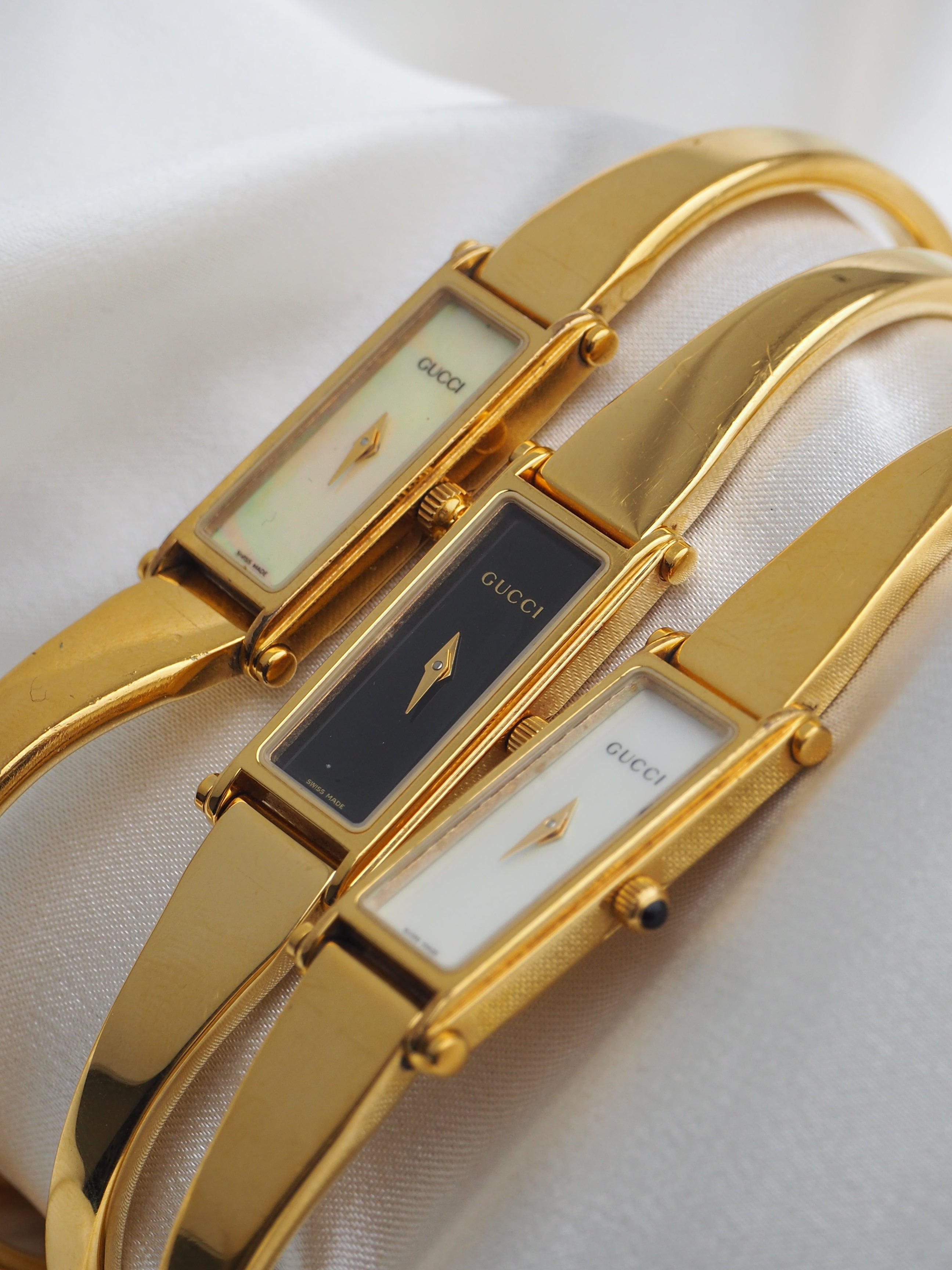 1990s Gucci 1500L Gold-Plated Horsebit Watch with Mother of Pearl