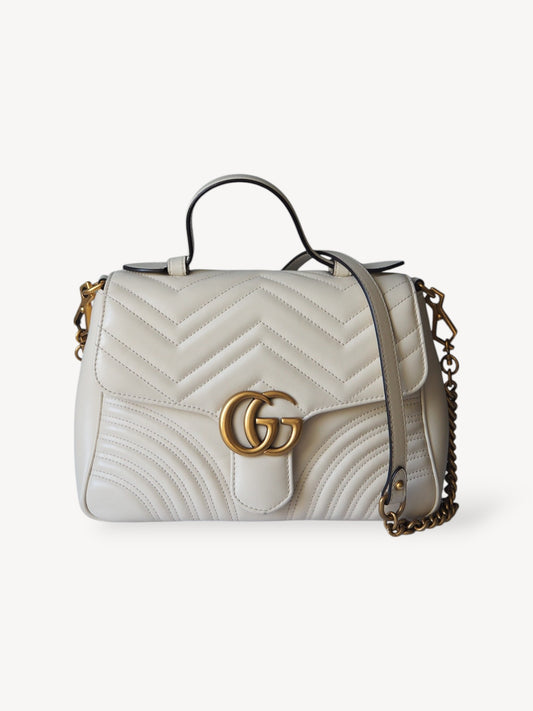 GUCCI GG MARMONT SMALL TOP HANDLE BAG WHITE
