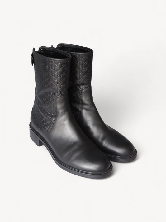 GUCCI MAUD GUCCISSIMA LEATHER ANKLE BOOTS 40