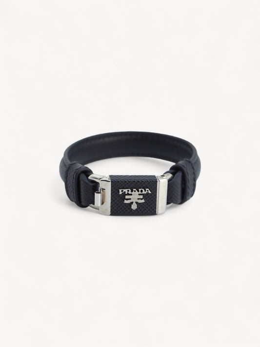 PRADA SAFFIANO LEATHER BRACELET BLACK