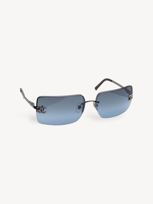 CHANEL 4092-B CRYSTAL CC RIMLESS SUNGLASSES BLUE