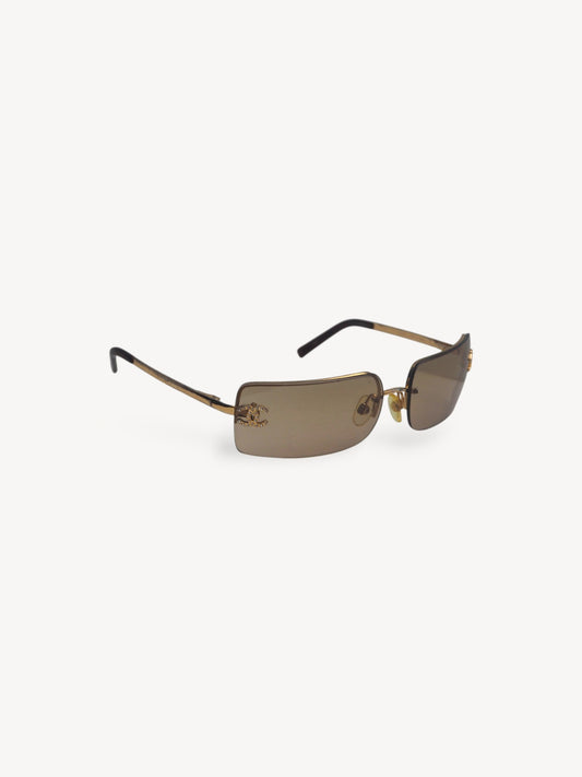CHANEL 4104-B CRYSTAL CC LOGO RIMLESS SUNGLASSES BROWN
