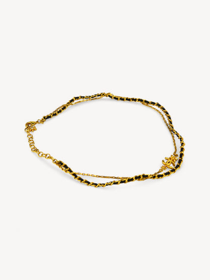 CHANEL LEATHER CHAIN CC LOGO NECKLACE
