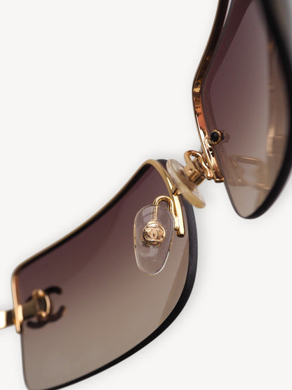 CHANEL 4104-B CRYSTAL CC LOGO RIMLESS SUNGLASSES