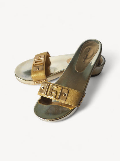 DOLCE & GABBANA GOLD MULES
