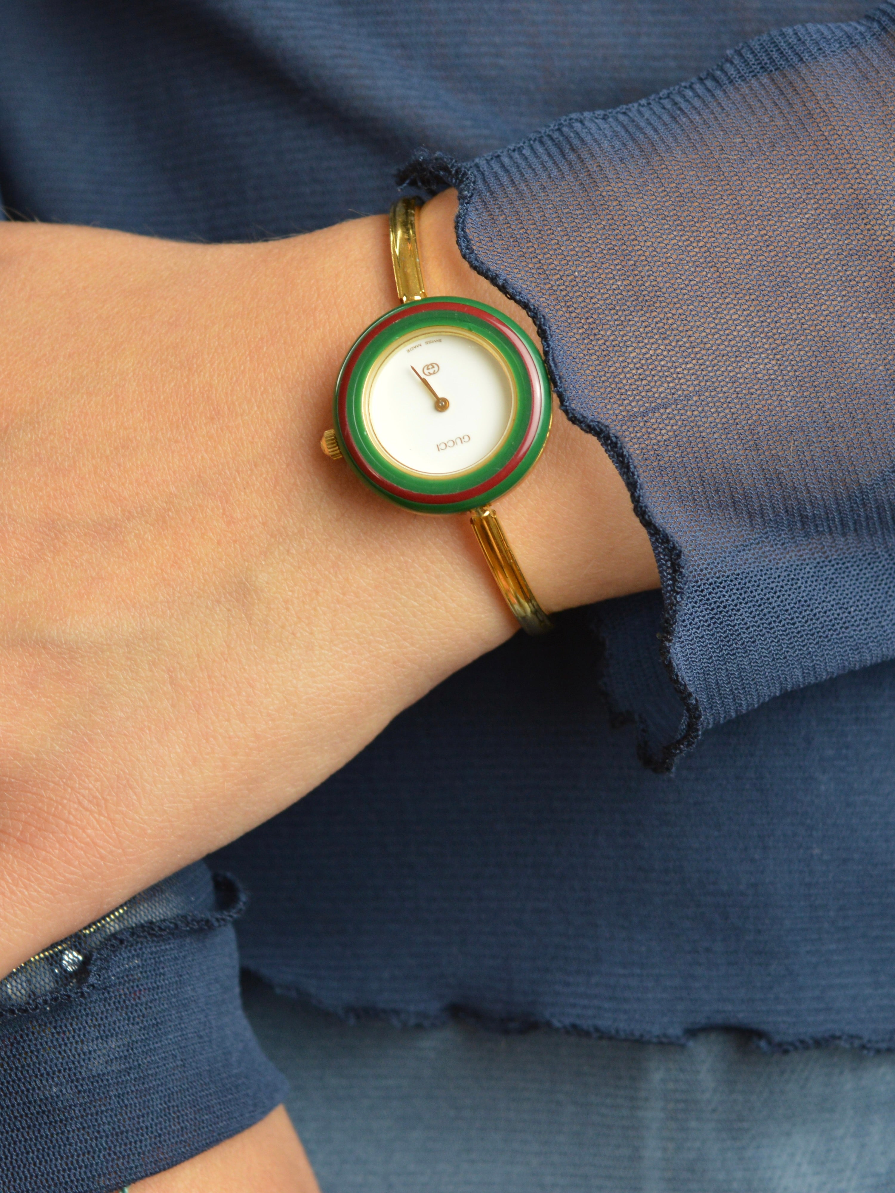 Pre-owned 1980s Gucci Gold-Plated Interchangeable Bezel Watch