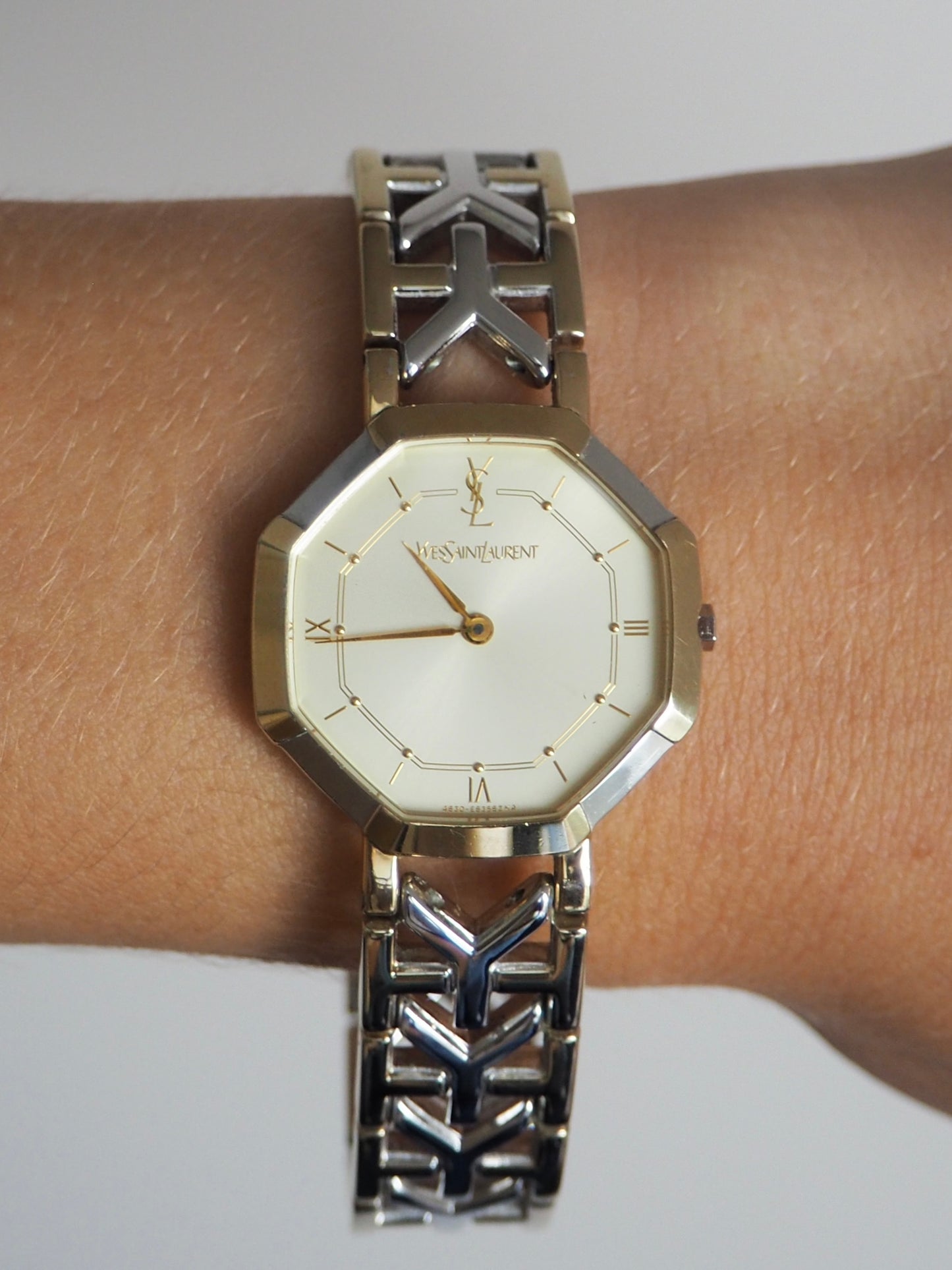 YVES SAINT LAURENT OCTAGON TWO-TONE WATCH